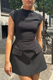 Celebrities Solid Patchwork O Neck Sleeveless Dress Dresses