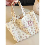 UAKISS  -  Patchwork Contrast Color Flower Print Shoulder Handbags Fashion Y2k Underarm Bag High-capacity Women All Match Canvas Tote Bags