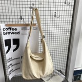 UAKISS  -  2024 Shoulder Bag Women Shopper Canvas Tote Bag Female Solid Simple Large Capacity Crossbody Bags Women Designer Handbags