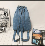 UAKISS  -  Denim Drawstring women Backpack Big Capacity Casual Cotton Women Backpacks Travel Shoulder Bags School bag Rucksac bagpack blue