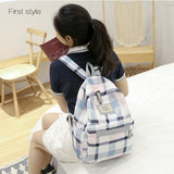 UAKISS  -  New Girl Plaid Backpack Lady Fashion Travel Backpacks Simple College Style Shoulder Bag Female Student Schoolbag