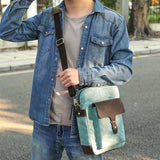 UAKISS  -  New Casual Men's Canvas With Leather Top-handle shoulder bag large capacity male crossbody bag for men Fashion