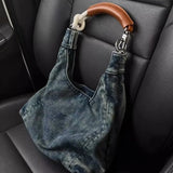 UAKISS  -  Vintage Denim Women Totes Brand Fashion Causal Messenger Shoulder Bag Large Capacity female Shopper Hobo Armpit Bag