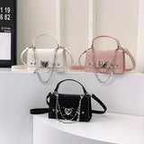 UAKISS  -  Small PU Leather Crossbody Bag with Short Handle for Women 2024 Fashion Handbags and Purses Lady Chain Shoulder Bag