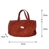 UAKISS  -  Solid Color Shoulder Bags Corduroy Luggage Weekender Travel Messenger Bag Handbag With Zipper