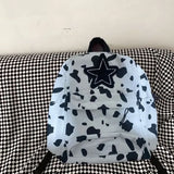 UAKISS  - Leopard Star Girl Schoolbags Casual Vintage Y2k Aesthetic School Backpack Harajuku Students Sweet Streetwear Bag Women Korean