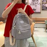 UAKISS  -  Small Plaid Girl College School Bag Casual New Simple Women Backpack Striped Book Packbags for Teenage Travel Rucksack