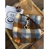 UAKISS  -  Woolen Plaid Large-capacity Shoulder Bag Vintage and Versatile Design Stylish Unique and Niche Accessory Bag