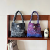 UAKISS  -  Korean Casual Colorful Crochet Women Shoulder Bags Handmade Knitted Cute Tote Bag Woolen Woven Lady Handbags Shopper Purse