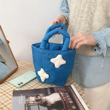 UAKISS  -  New Winter Flower Bag for Women Korean Cute Handbag Small Hand Carry Art Space Cotton Bags for Girls