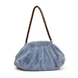 UAKISS  -  Small Faux Fur Shoulder Bags for Women 2024 Y2K Winter Korean Fashion New Females Handbags Trend Chain Underarm Bag