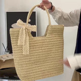 UAKISS  -   Ladies Big Straw Shoulder Side Bags Women  Summer Hit Trendy Fashion Tote Bag Lady Handbags Purses Beach Totes