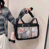 Uakiss Cute Cat Ita Bag for Women Y2k Fashion Japanese Style Original Casual Lolita Jk Shoulder Bag Literary Transparent Handbag