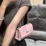 UAKISS  -  Pink Womens Shoulder Bag Sweet Elegant Small Literary Luxury Designer Handbag Chain Gentle Exquisite Ladies New Armpit Bag