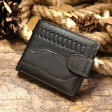 UAKISS  -  New Brand Men's Wallet RFID 100% Genuine Cow Leather Short Card Holder Man Purse Male Vintage Pocket Wallet For Men