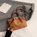 UAKISS  -  Nubuck Leather Crossbody Bags Lady Shoulder Bag for Women 2024 Winter New Y2K Retro Short Handle Handbags and Purses