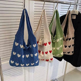 UAKISS  -  Dopamine-Korean Hand-knitted Wool Underarm Bag for Women Love Shoulder Tote Bag New Fashion All-in-one Style 2024