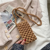 UAKISS  -  Personality Hollow Out Crochet Mini Cellphone Bag Korean Fashion All Match Crossbody Bags Streetwear Casual Shoulder Handbags