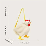 UAKISS  -  Cartoon Chicken Crossbody Bag Plush Cartoon Coin Purse Kawaii Tote Bag Shoulder Bag For Girls Women Plush Chicken Shaped Bag