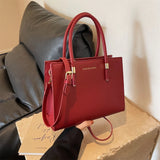 UAKISS  -  Red Color Top-handle Bags For Women 2024 Luxury Designer Handbags PU Leather Large Capacity Casual Street Shoulder Shopper Totes