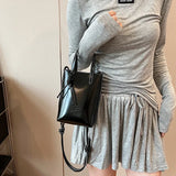 UAKISS  -  Mini PU Leather Crossbody Bags for Women 2024 Y2k Trend Korean Fashion Shoulder Bag Lady Silver Handbags and Purses