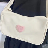 UAKISS  -  Korean Casual Sweet Heart Top-Handle Bag Y2k Aesthetic Japanese Kawaii Shoulder Underarm Bags Vintage Women Purses and Handbags