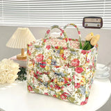 UAKISS  -  Sweet Floral Women's Bento Handbags Retro Patchwork Ladies Tote Shoulder Bags Retro Flower Female Storage Shopper Bag Purse