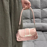 UAKISS  -  Pink Y2k Womens Shoulder Bag Elegant Fashion Casual Bow Sweet Handbags Exquisite Literary Korean Style New Aesthetic Bag