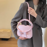 UAKISS  -  Pu Leather Small Crossbody Bag for Women 2024 Korean Fashion Bow Design Handbags and Purses Female Shoulder Bag