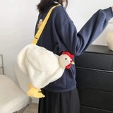 UAKISS  -  Cartoon Chicken Crossbody Bag Plush Cartoon Coin Purse Kawaii Tote Bag Shoulder Bag For Girls Women Plush Chicken Shaped Bag