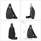 UAKISS  -  New Men's Cow Leather Chest Sports Man Shoulder Bag Casual Male Crossbody Bag