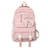 UAKISS  -  High-capacity Kawaii Girls Plaid Bow Backpack Sweet Y2k Cute Children Schoolbags Women Fashion Ins Casual Backpacks for Students