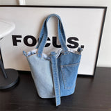 UAKISS  - Fashion Denim Bucket Bag Women Shoulder Bag Lady Travel Designer Handbag Female Crossbody Shopper Bag Large Capacity Women's Bag