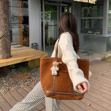 UAKISS  -  New Winter Women's Handbag Melade Color Soft Lamb's Wool Single Shoulder Tote Bag