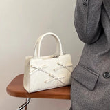 UAKISS  -  Casual Korean Style Handbag Bow Applique Pu Leather Solid Color Simple Shoulder Bag New Sweet Cute Designers Crossbody Bag