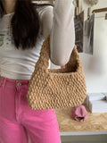 UAKISS  -  Luxury Designer Wool Weave Women's Handbag Casual Shoulder Bag Small Shell Tote