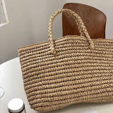 UAKISS  -  Straw Hollow Out Knitting Tote Bag Large Capacity Handmade Shoulder Handbag Women   Designer Casual Beach Bag Ethnic Style