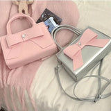 UAKISS  -  Pink Womens Handbag Cute Bow Small Pu Leather Fashion Elegant Casual Shoulder Bag Literary Advanced Female Crossbody Bag