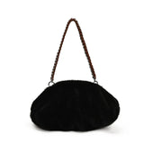 UAKISS  -  Small Faux Fur Shoulder Bags for Women 2024 Y2K Winter Korean Fashion New Females Handbags Trend Chain Underarm Bag