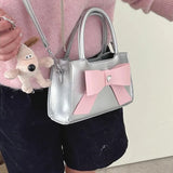 UAKISS  -  Pink Womens Handbag Cute Bow Small Pu Leather Fashion Elegant Casual Shoulder Bag Literary Advanced Female Crossbody Bag