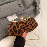 UAKISS  -  Pu Leather Chain Crossbody Bags for Women 2024 Y2K Korean Fashion Handbags Small Luxury Party Leopard Shoulder Bag