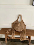 UAKISS  -  Straw Weave Tassel Tote Summer Beach Bags for Women  Large Capacity Fashion Shoulder Bag Lady Handbags and Purses