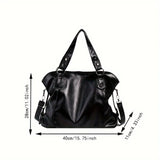 UAKISS  -  Luxury High Quality Casual Soft Women Tote Shoulder Bags Large Capacity leather Shopper Bag Fashion Black Zipper Travel Handbag