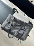 UAKISS  -  Women Korean Bow Shoulder Bags Fashion Design Ruched Grey Handbag Large Capacity Aesthetic Female Ins Tote Bag 2024 Trend New