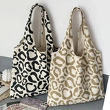 UAKISS  -  2024 New Japanese Canvas Bag with Large Capacity and Niche Design Tank Top Bag with Cream Pattern One Shoulder Handheld Canvas