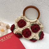 UAKISS  -  Fashion Original Design Fashion Women Shoulder Bag Yarn Crochet Handmade Flower Casual Tote Lady Shopping Handbag