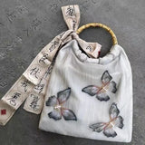 UAKISS  -  2024 Fashion Harajuku Butterfly Print Handbags Elegant Vintage Scarves Grunge Top-Handle Bags Casual Sweet Y2k Aesthetic Women's