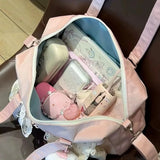 UAKISS  -  2024 New Floral Travel Tote Bag Korean Niche Pink Handbag Causal Sweet Large Capacity Commuting Bags