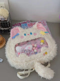 Uakiss Cat Shoulder Bag for Women Plush Sweet Fashion Y2k Small Backpack Japanese Style Transparent Casual Lolita Female Ita Bag