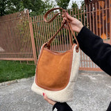 UAKISS  -  Big Bag Women's Large Capacity Crossbody Bag Women Autumn and Winter Lamb Wool Tote Bag Plush One-shoulder Bucket Bag